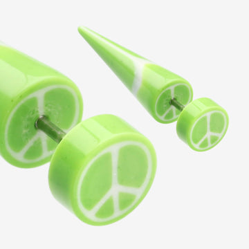 A Pair of Peace Retro UV Acrylic Faux Taper Earring-Green